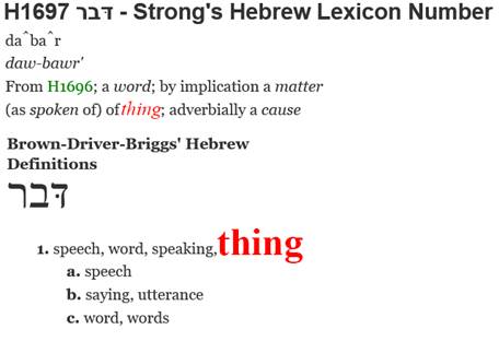 May be an image of ‎text that says '‎H1697  Strong's Hebrew Lexicon Number da ba r daw-bawr' From H1696; a word; by implication a matter as spoken of) ofthing; adverbially a cause Hebrew Definitions דבר 1. speech, word, speaking, thing a. speech b. saying, utterance c. word, words‎'‎
